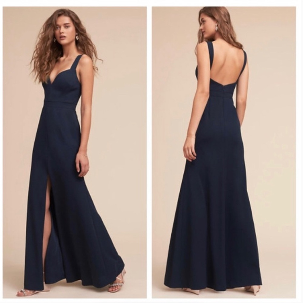 BHLDN Ansel Navy Maxi Bridesmaid Dress with Slit